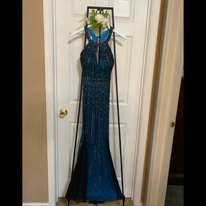 Sequined long prom dress